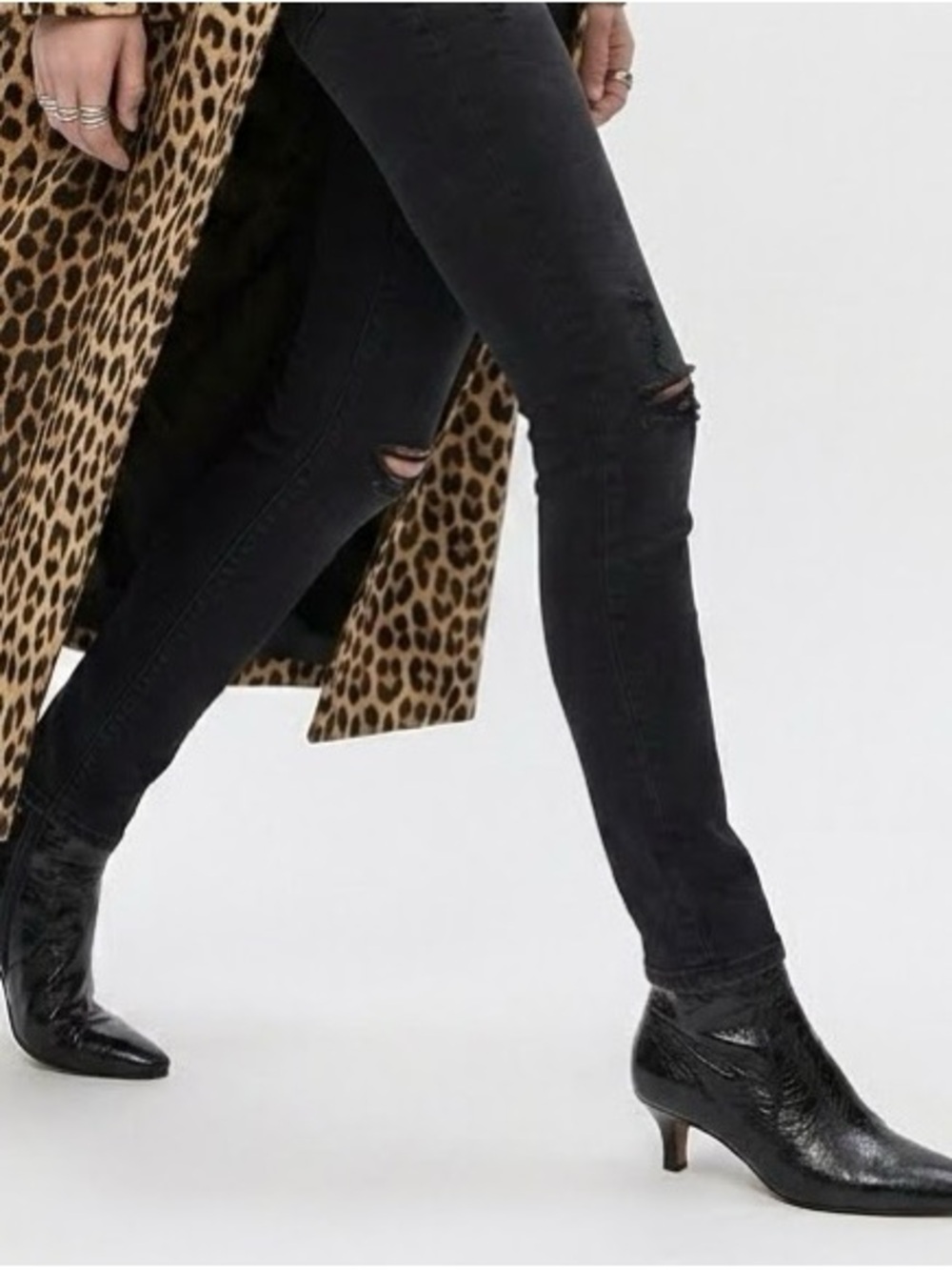 Madewell The Dimes Kitten Heel Boots Textured Black Pointed Toe Size 7